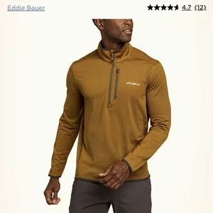 Men's Antique Bronze Eddie Bauer Activator Grid Fleece Half -Zip Pullover, sz M